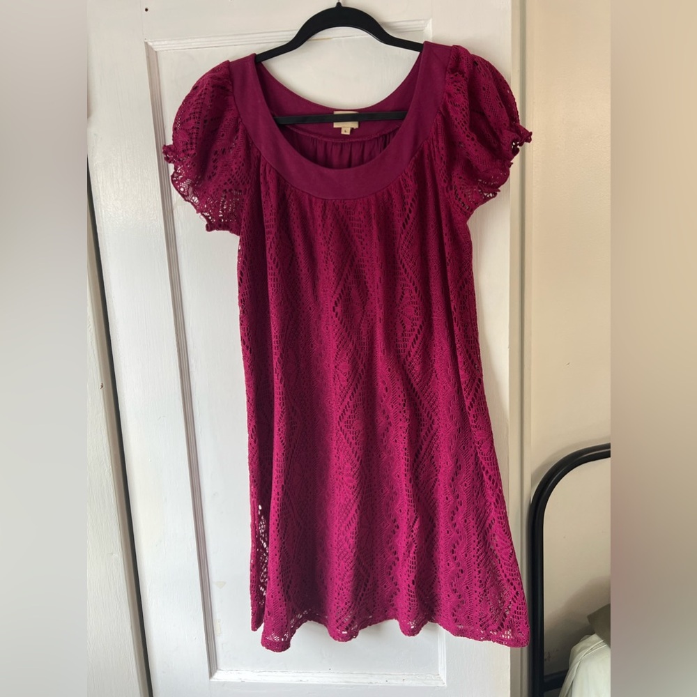 Ella Moss Berry Lace Puff Sleeve Dress